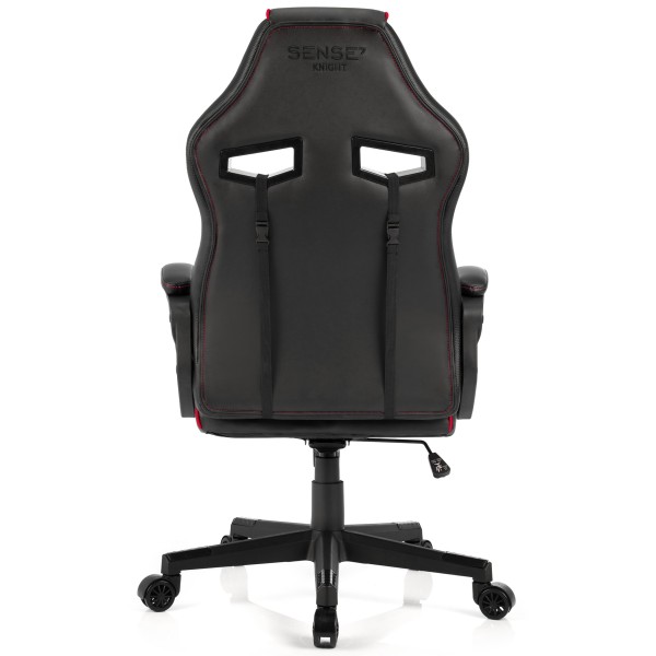 Ігрове крісло SENSE7 Knight, екошкіра, чорно-червоне