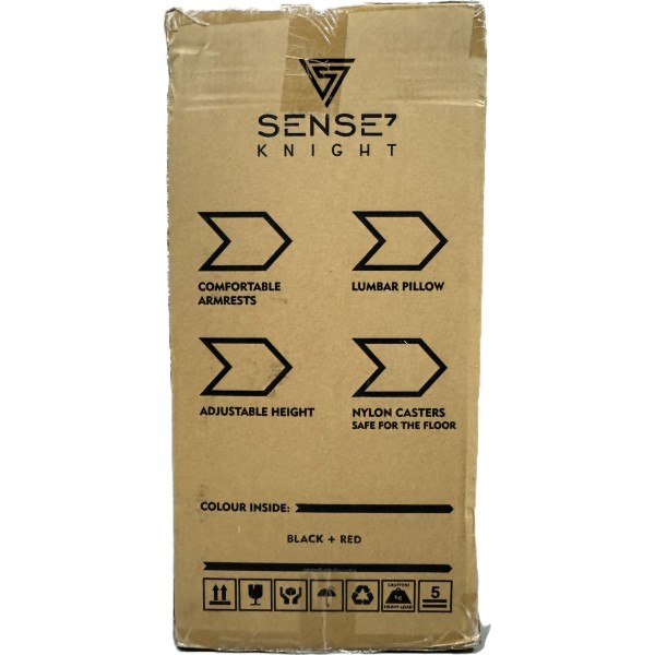 Ігрове крісло SENSE7 Knight, екошкіра, чорно-червоне
