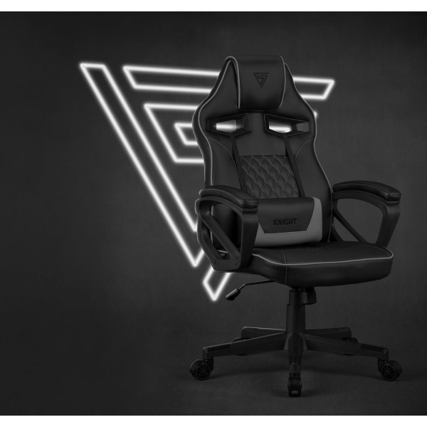 Ігрове крісло SENSE7 Knight, екошкіра, чорно-сіре