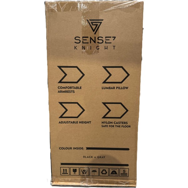 Ігрове крісло SENSE7 Knight, екошкіра, чорно-сіре