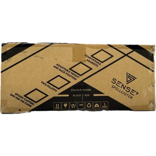 Ігрове крісло SENSE7 Spellcaster, екошкіра, чорно-червоне