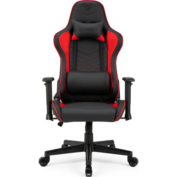 Ігрове крісло SENSE7 Spellcaster, екошкіра, чорно-червоне