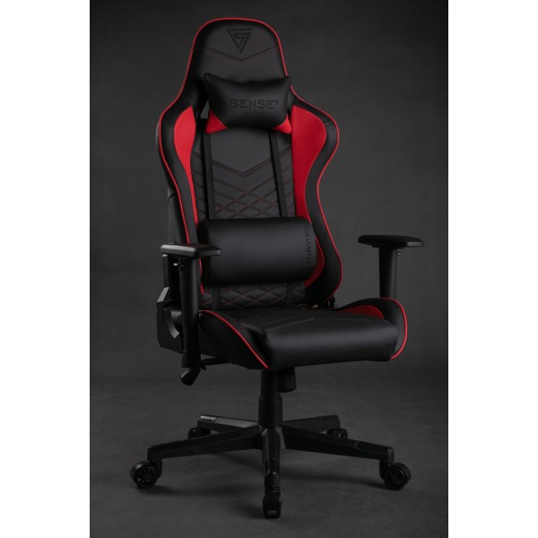 Ігрове крісло SENSE7 Spellcaster, екошкіра, чорно-червоне