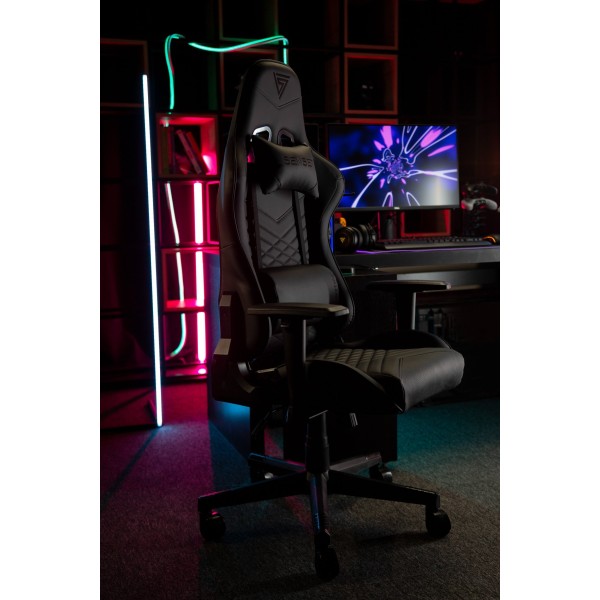 Ігрове крісло SENSE7 Spellcaster, екошкіра, чорно-сіре