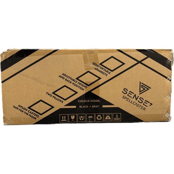 Ігрове крісло SENSE7 Spellcaster, екошкіра, чорно-сіре