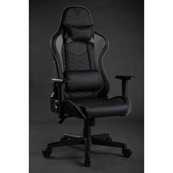 Ігрове крісло SENSE7 Spellcaster, екошкіра, чорно-сіре