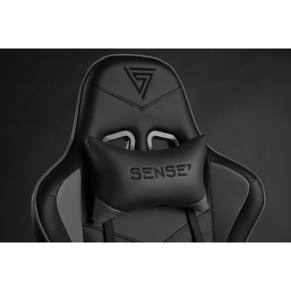 Ігрове крісло SENSE7 Spellcaster, екошкіра, чорно-сіре