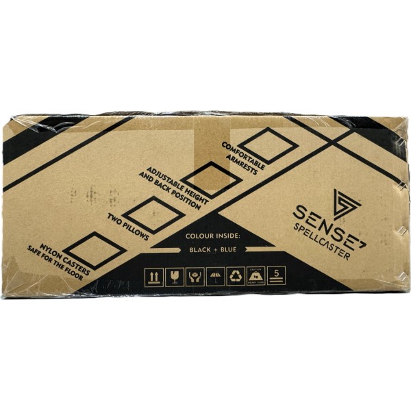 Ігрове крісло SENSE7 Spellcaster, екошкіра, чорно-синє