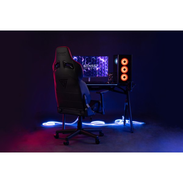 Ігрове крісло SENSE7 Sentinel, екошкіра, чорно-сіре