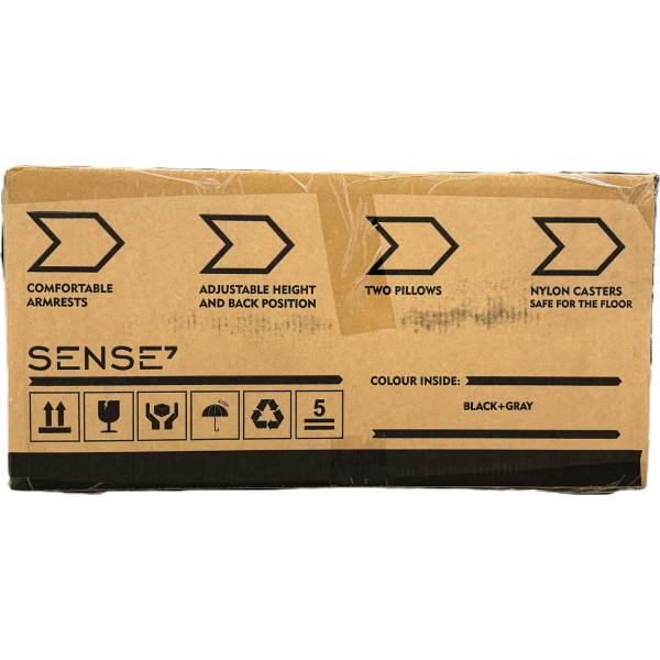 Ігрове крісло SENSE7 Sentinel, екошкіра, чорно-сіре