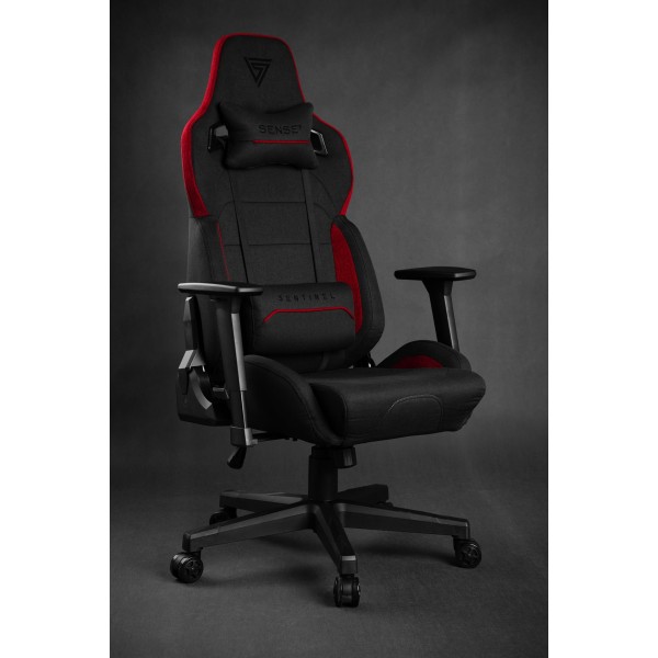 Ігрове крісло SENSE7 Sentinel, тканина, чорно-червоне