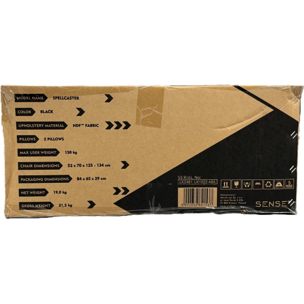 Ігрове крісло SENSE7 Spellcaster, тканина, чорне