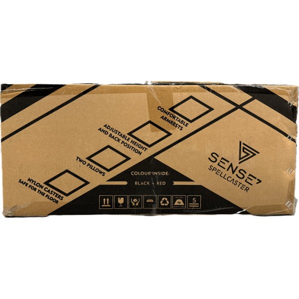 Ігрове крісло SENSE7 Spellcaster, тканина, чорно-червоне