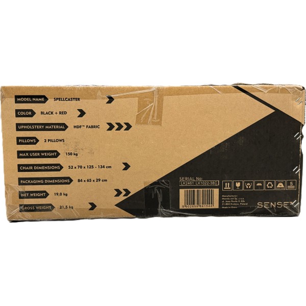 Ігрове крісло SENSE7 Spellcaster, тканина, чорно-червоне