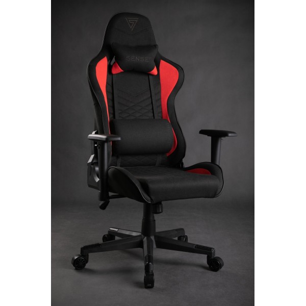 Ігрове крісло SENSE7 Spellcaster, тканина, чорно-червоне