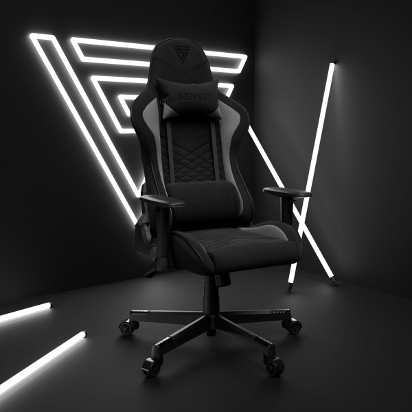 Ігрове крісло SENSE7 Spellcaster, тканина, чорно-сіре