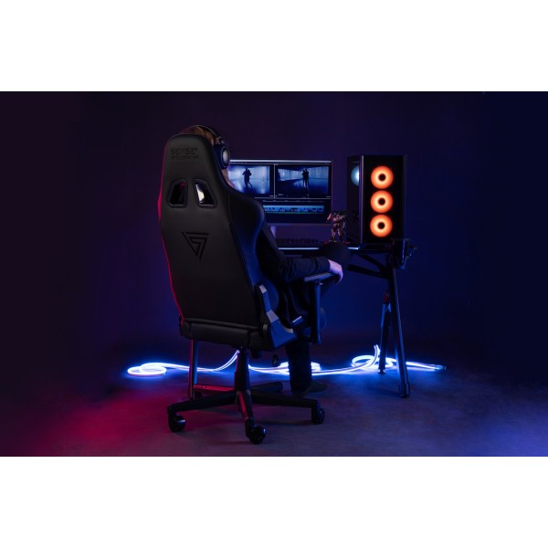 Ігрове крісло SENSE7 Spellcaster, тканина, чорно-сіре