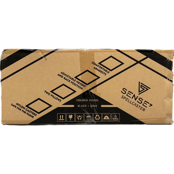 Ігрове крісло SENSE7 Spellcaster, тканина, чорно-сіре