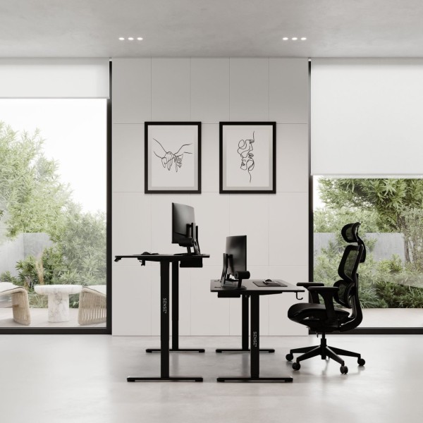 Стіл з регулюванням висоти Sense7 Nojo 140×70 см, електричний, чорний + крісло Tone, чорне