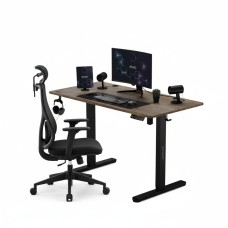 Стіл з регулюванням висоти Sense7 Nojo 140×70 см, електричний, коричневий + крісло Moyo, чорне