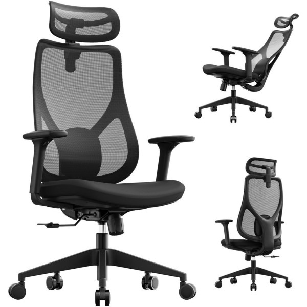 Стіл з регулюванням висоти Sense7 Nojo 140×70 см, електричний, коричневий + крісло Moyo, чорне