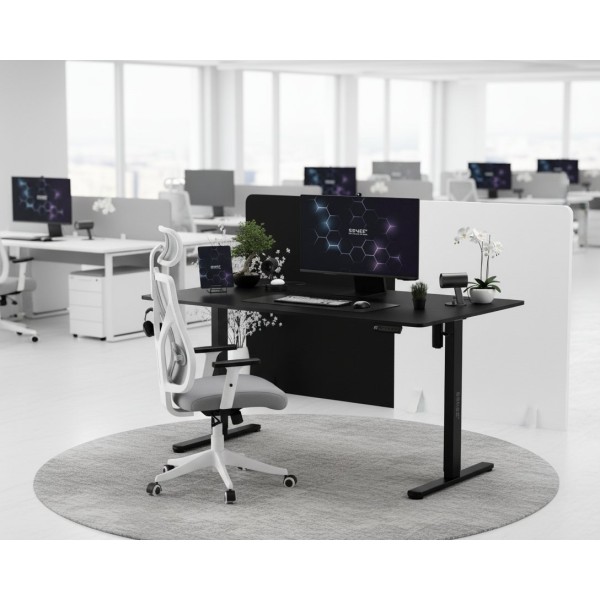 Стіл з регулюванням висоти Sense7 Nojo 140×70 см, електричний, чорний + крісло Tone, біло-сіре