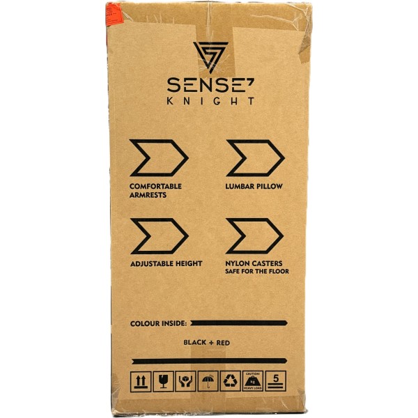 Ігрове крісло SENSE7 Knight, тканина, чорно-червоне
