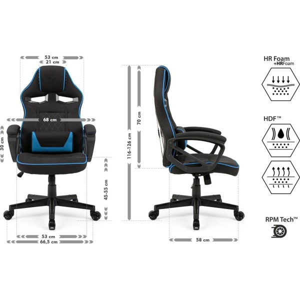 Ігрове крісло SENSE7 Knight, тканина, чорно-синє