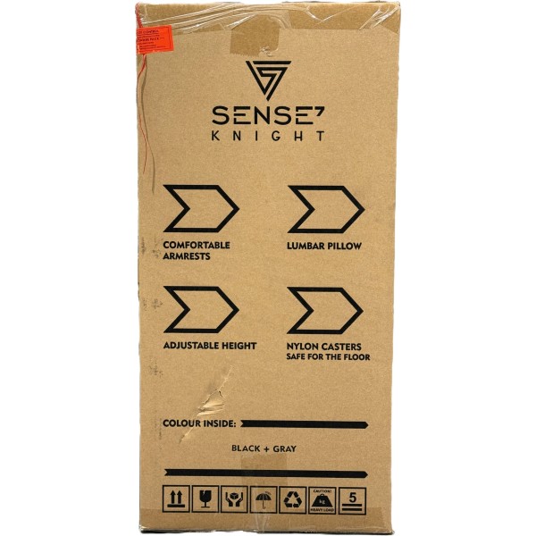 Ігрове крісло SENSE7 Knight, тканина, чорно-сіре