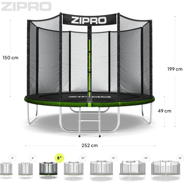 Батут Zipro JumpPro OUT 252 см із зовнішньою сіткою