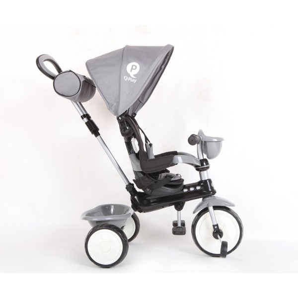 Триколісний велосипед-коляска Qplay Comfort, сірий