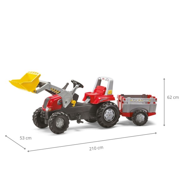 Трактор на педалі з причепом та ковшем Rolly Toys Rolly Junior RT, червоний (811397)