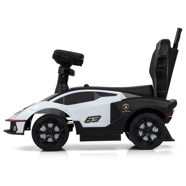 Дитяча машинка-толокар з ручкою Milly Mally Lamborghini Essenza SC V12, білий