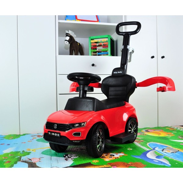 Дитяча машинка-толокар з ручкою Milly Mally Volkswagen T-ROC, червоний