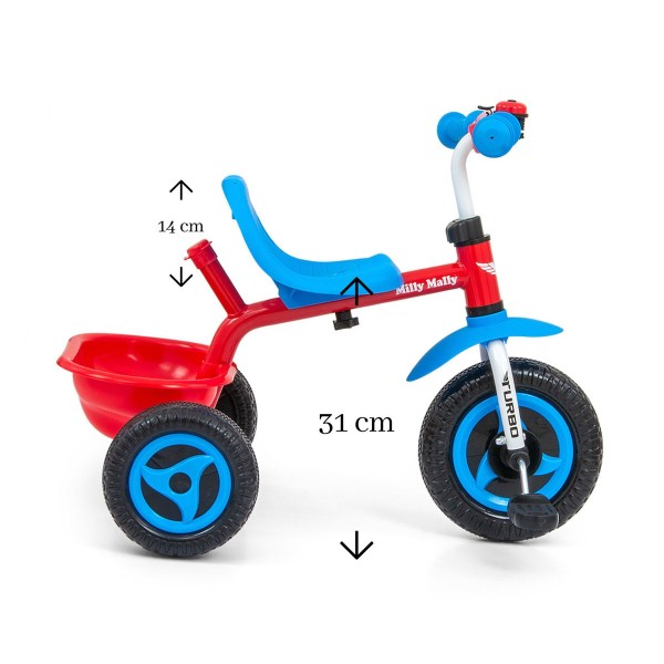 Триколісний велосипед з ручкою Milly Mally Turbo, червоний