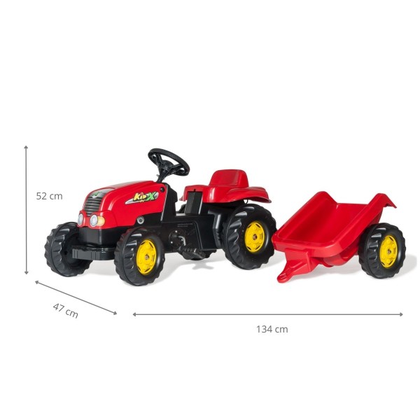 Трактор на педалі з причепом Rolly Toys Rolly Kid, червоний (012121)