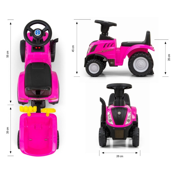 Дитячий трактор толокар Milly Mally New Holland T7, рожевий