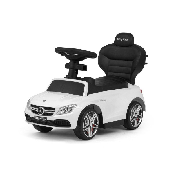 Дитяча машинка-толокар з ручкою Milly Mally Mercedes-AMG C63 Coupe, білий