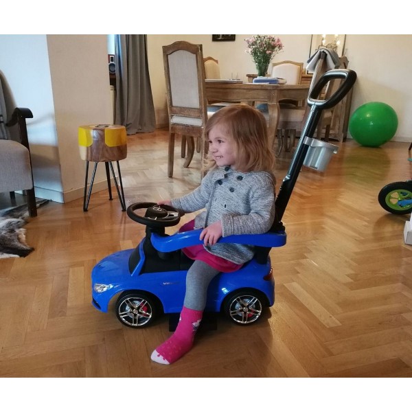 Дитяча машинка-толокар з ручкою Milly Mally Mercedes-AMG C63 Coupe, білий