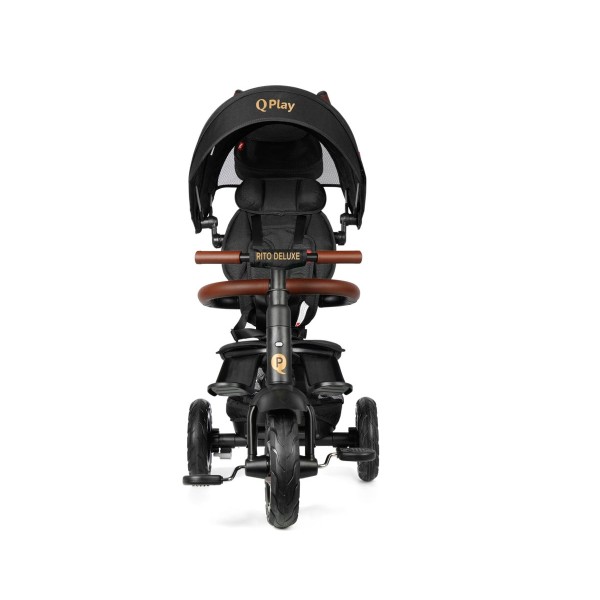 Триколісний велосипед-коляска Qplay Rito Deluxe Rubber, чорний