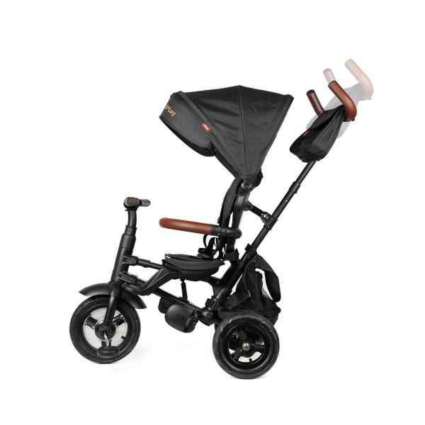 Триколісний велосипед-коляска Qplay Rito Deluxe Rubber, чорний