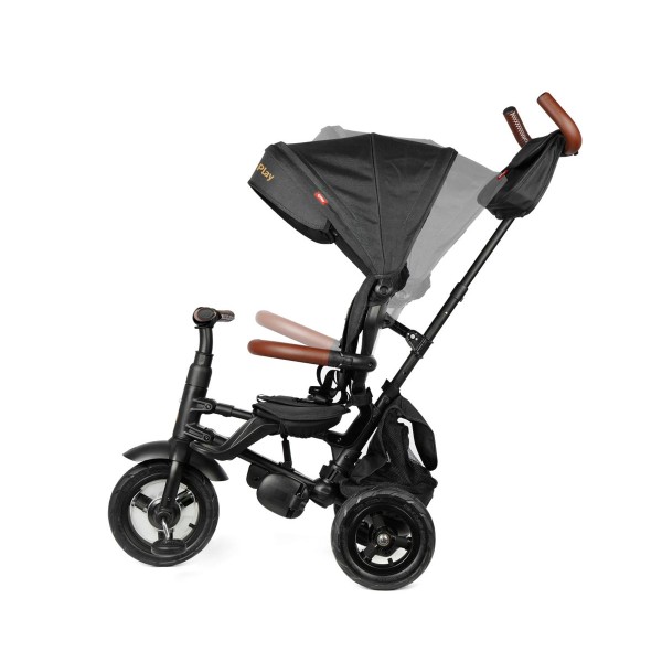 Триколісний велосипед-коляска Qplay Rito Deluxe Rubber, чорний