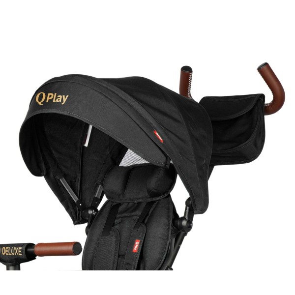 Триколісний велосипед-коляска Qplay Rito Deluxe Rubber, чорний