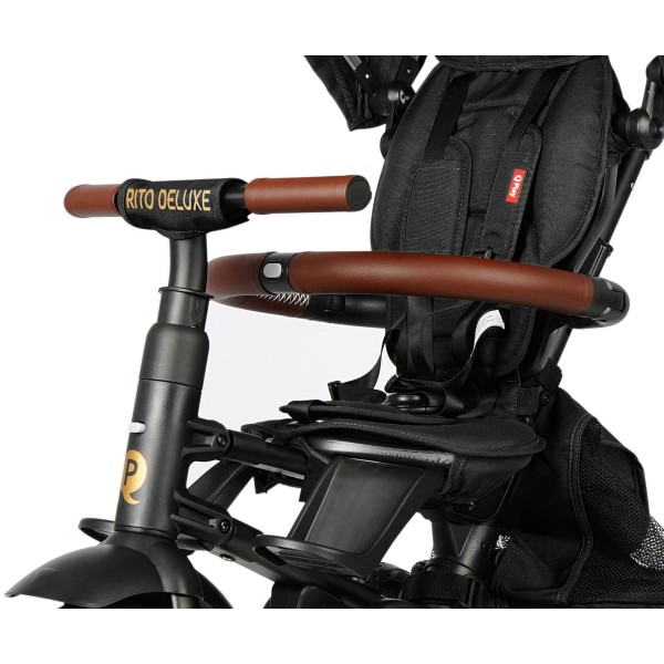 Триколісний велосипед-коляска Qplay Rito Deluxe Rubber, чорний