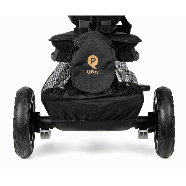 Триколісний велосипед-коляска Qplay Rito Deluxe Rubber, чорний
