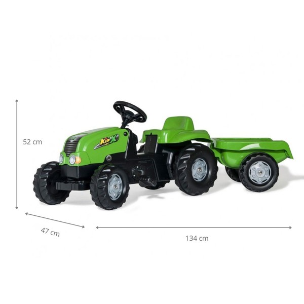 Трактор на педалі з причепом Rolly Toys Rolly Kid, зелений (012169)