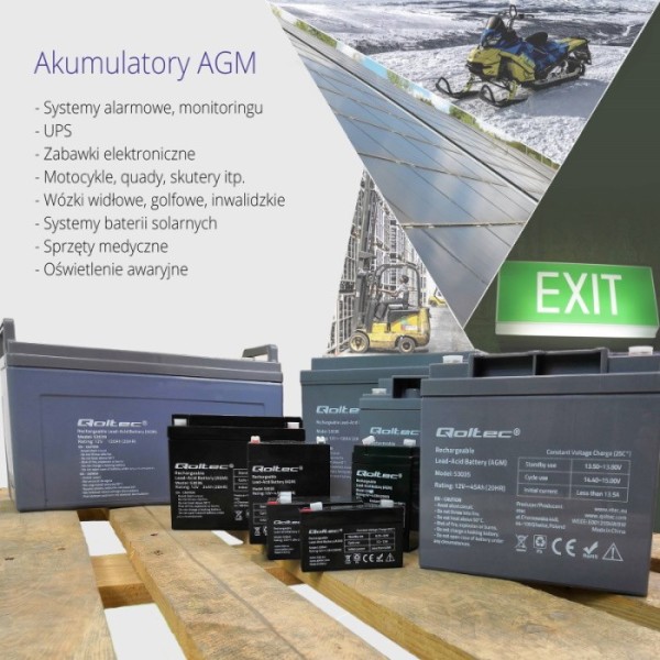 Акумулятор необслуговуваний LongLife AGM Qoltec 12V 17А/год
