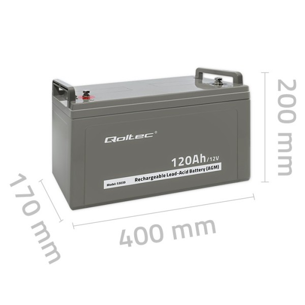 Акумулятор необслуговуваний LongLife AGM Qoltec  12V 120А/год