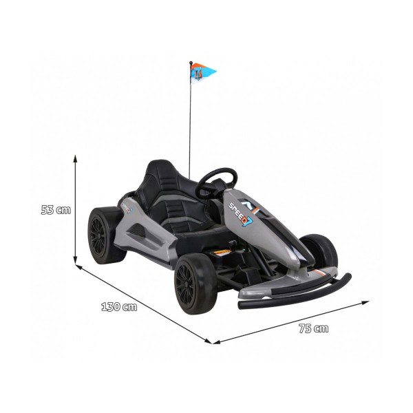 Автомобіль карт дрифтовий на акумулятор Ramiz Gokart Speed 7 Drift King, сірий