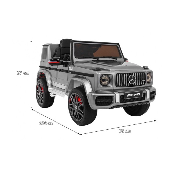 Джип на акумуляторі Mercedes AMG G63, лакований, срібний